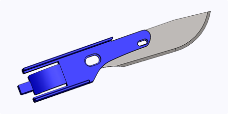 Blade insert molding example blue handle