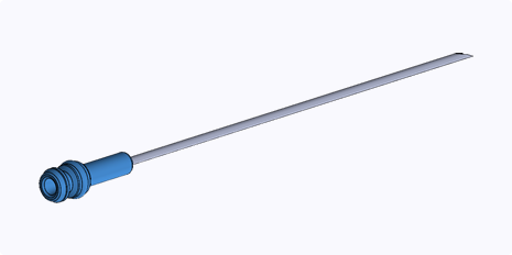 Needle insert molding example blue handle