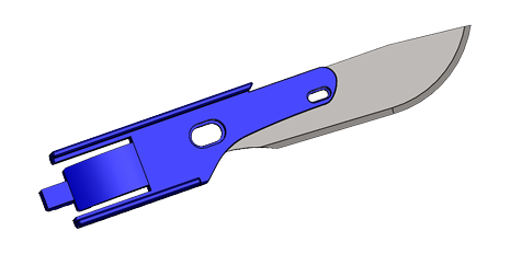 Blade insert molding example blue handle