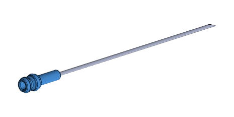 Needle insert molding example blue handle